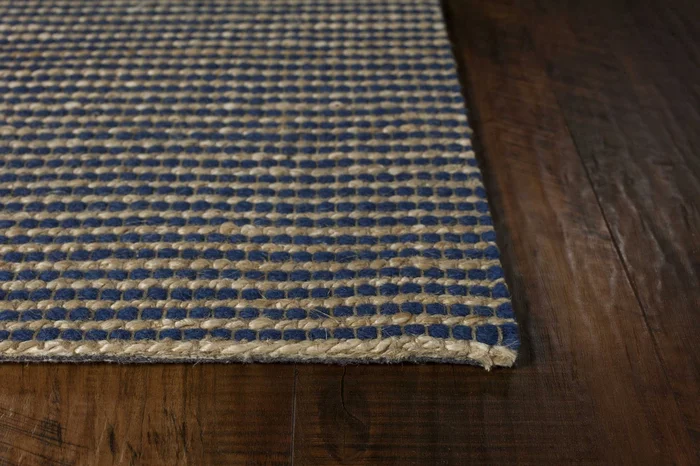 7′ x 10′ Blue Hand Woven Wool and Jute Indoor Area Rug
