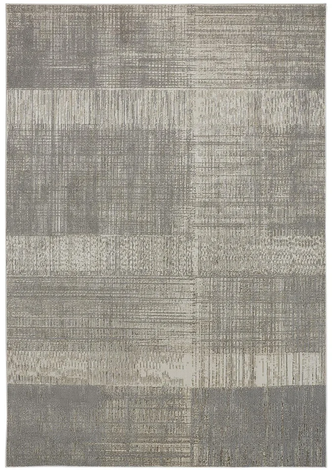 7′ x 10′ Gray and Ivory Abstract Stain Resistant Area Rug