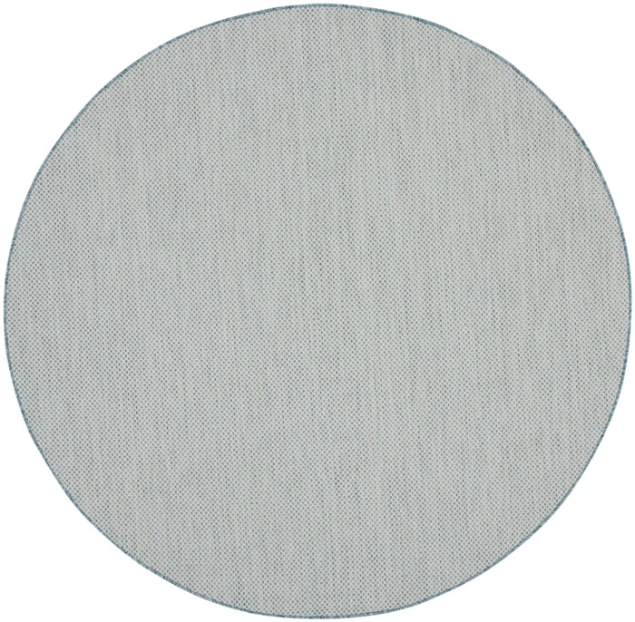 8′ Blue Round Geometric Power Loom Area Rug