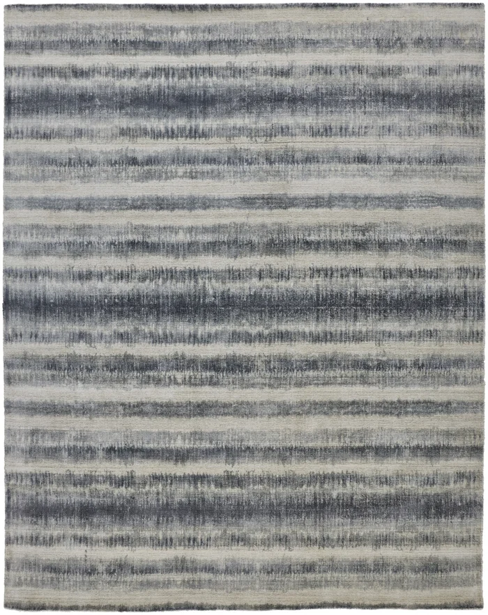 8′ x 10′ Ivory and Blue Abstract Hand Woven Area Rug