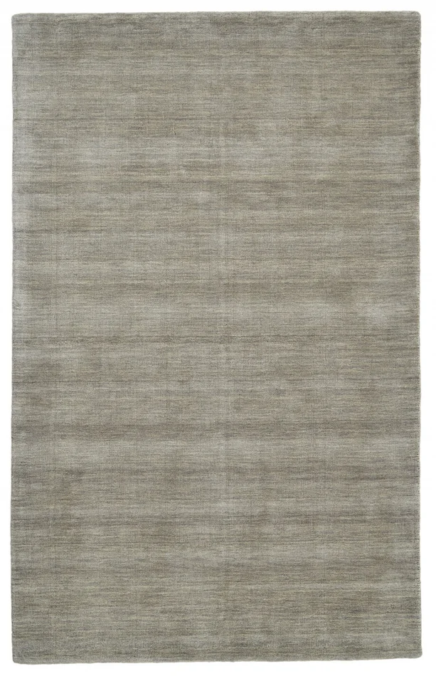 8′ x 11′ Gray and Ivory Wool Hand Woven Stain Resistant Area Rug