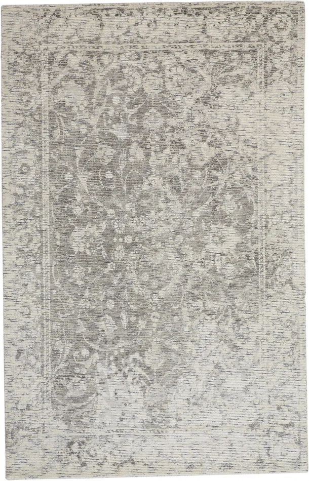 8′ x 11′ Ivory and Gray Abstract Hand Woven Area Rug