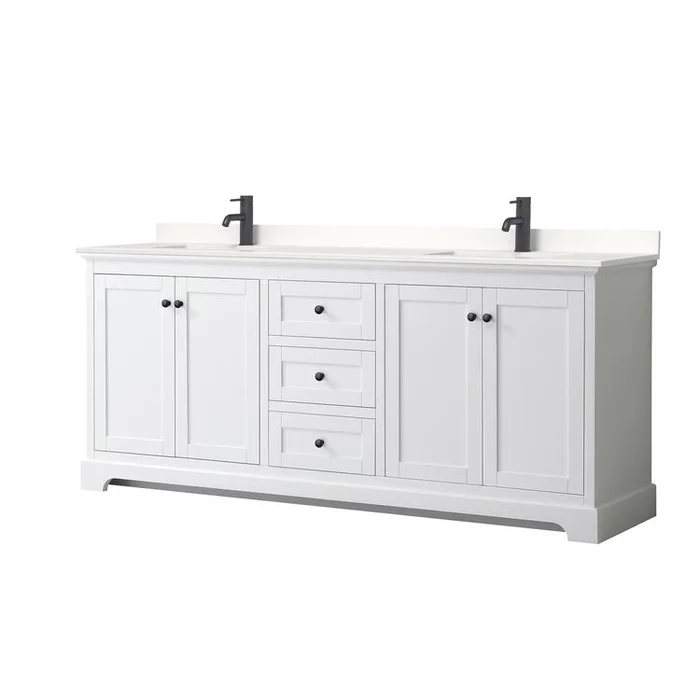 80 Double Bathroom Vanity White Quartz Undermount Sinks