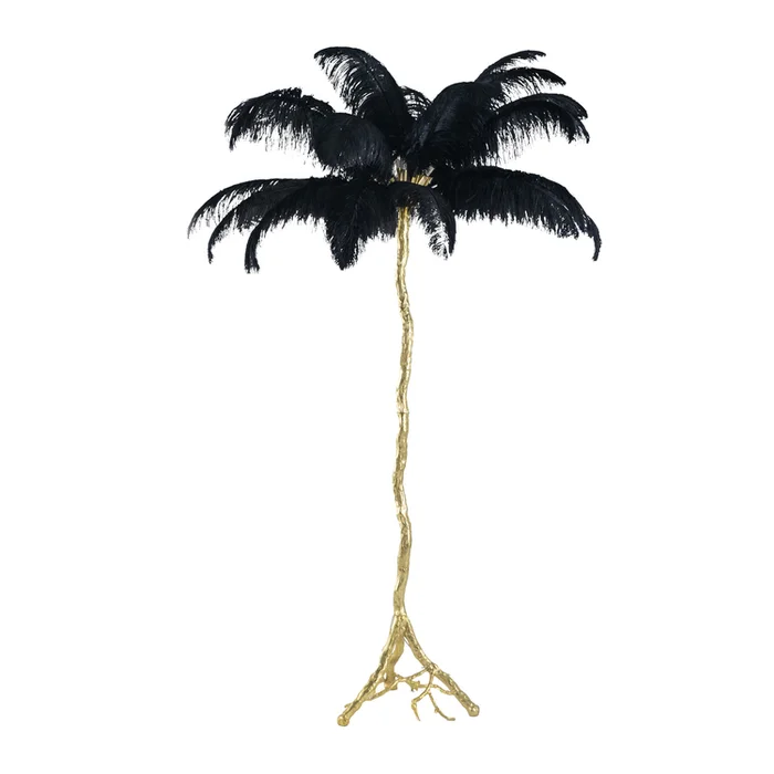A&B Home Dita Feather Floor Lamp – Black/Gold