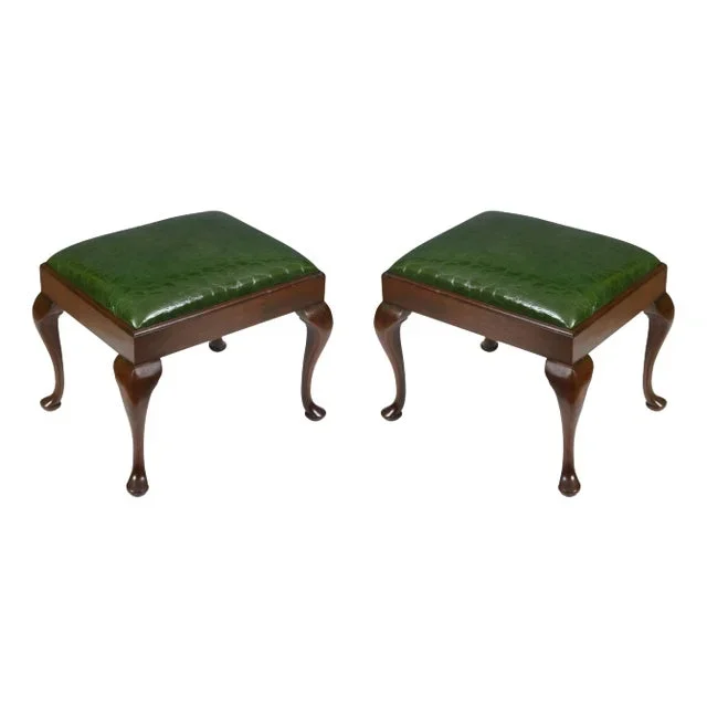 A Pair of Queen Anne Style Walnut Benches