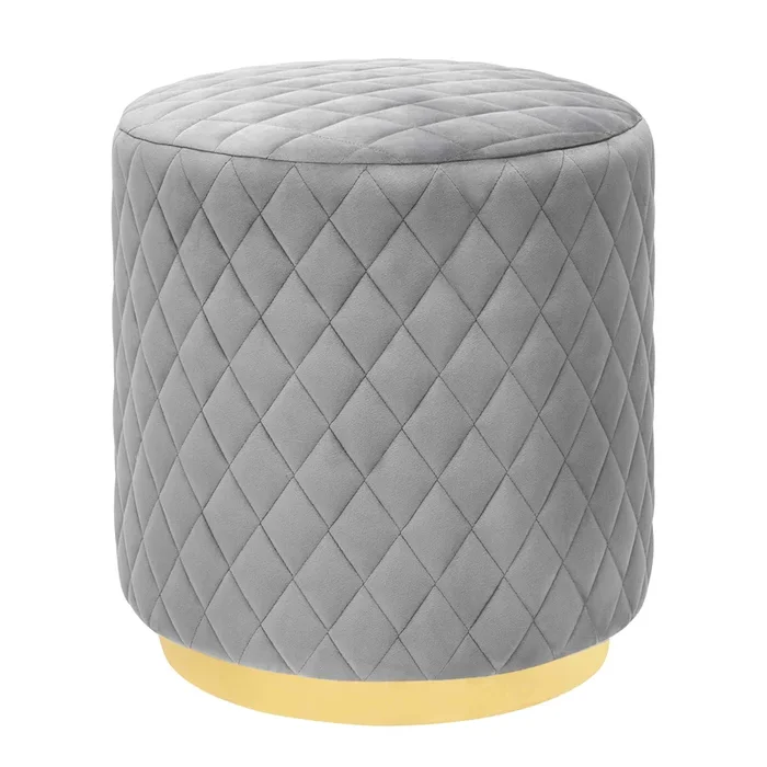 Abir Grey Velvet Ottoman