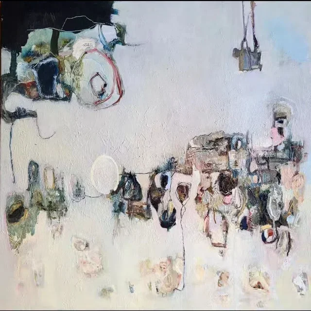 Abstract Expressionist Oil Painting, “Fragile Monsters” 2018 by Lynn Christian