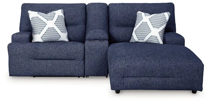 Acklen Place Navy 3-Piece RAF Chaise Power Reclining Sectional