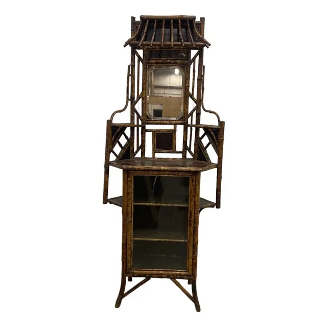 Aesthetic Movement Antique Faux Tortoise Bamboo Etagere