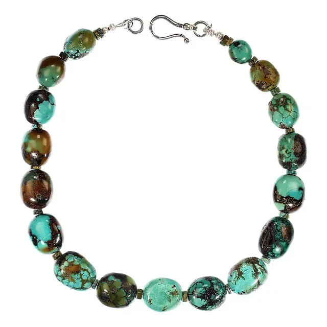 Ajd 21 Inch Gently Graduated Turquoise Nugget Necklace Thoughtful Gift