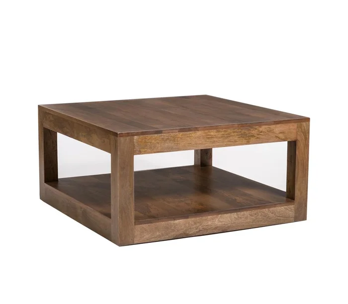 Alder & Tweed – Morgan Solid Mango Wood Square Brindled Ash Finish Square 36in Coffee Table – AT9309-BDA