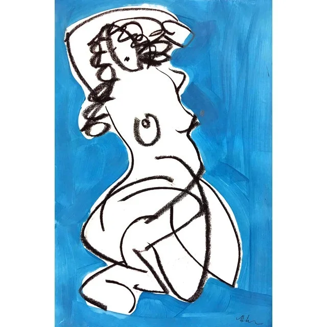 Ali Blue 4 Contemporary Drawing – 18×12