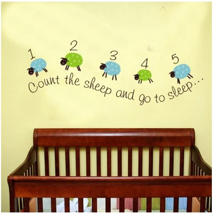Alphabet Garden Designs Counting Sheep Vinyl Wall Decal