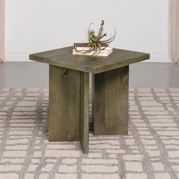 Andando Mango Brown Rectangular Solid Wood End Table