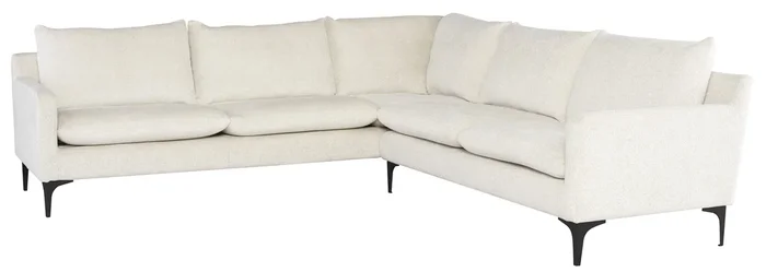 Anders Sectional Sofa – Coconut with Matte Black Legs, 103.8in