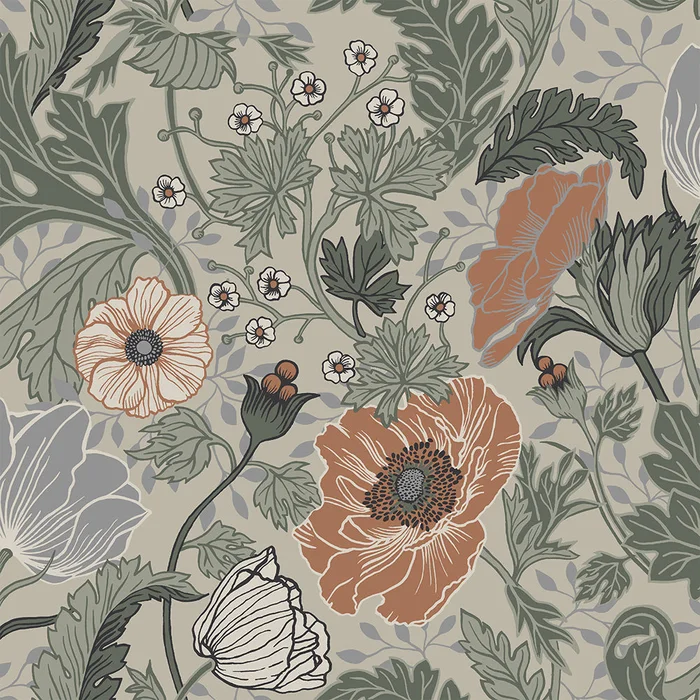 Anemone Wallpaper – Gray/Beige