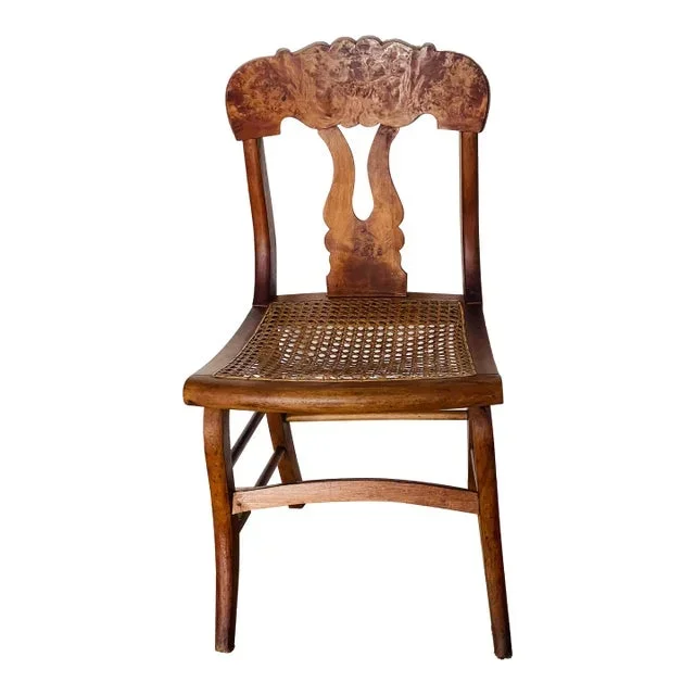 Antique Biedermeier Birds Eye Canned Chair