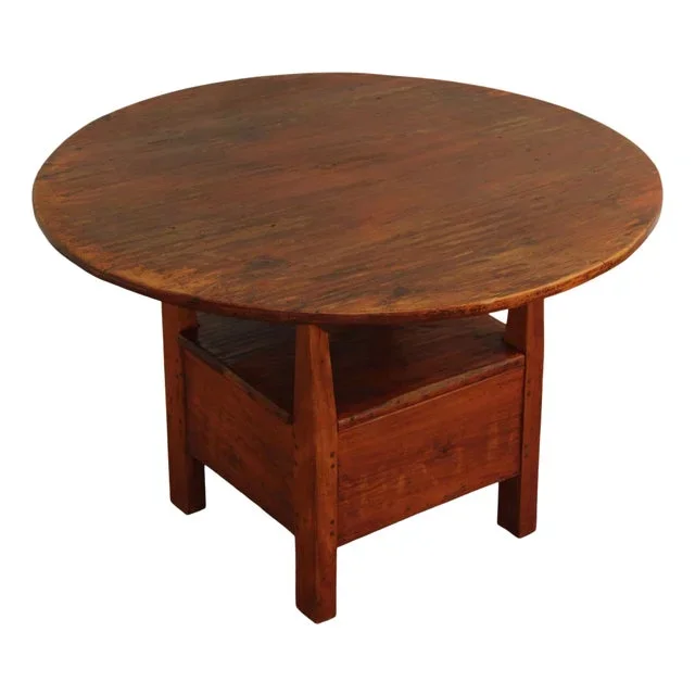 Antique Softwood Round Tilt Top Bench Dining Table