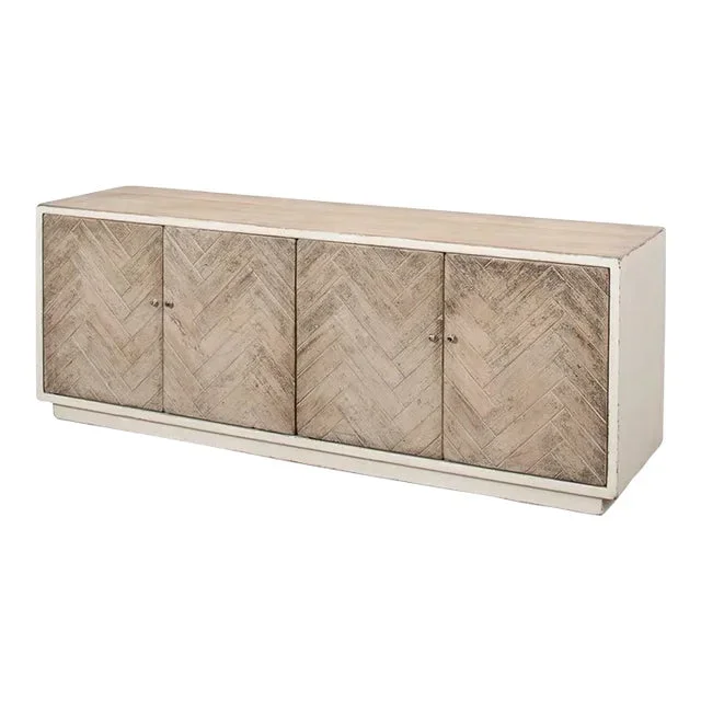 Antiqued White Media Cabinet