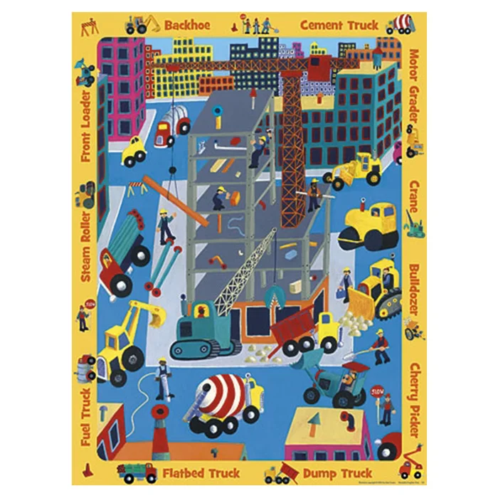 Art 4 Kids Construction Zone Contemporary Mount Wall Art in White
