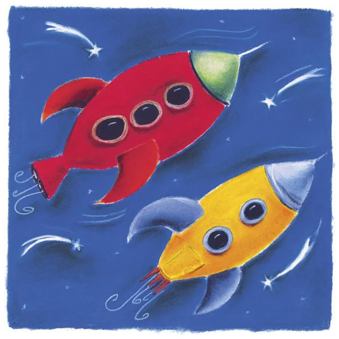 Art 4 Kids Two Rockets Blast Off Wall Art