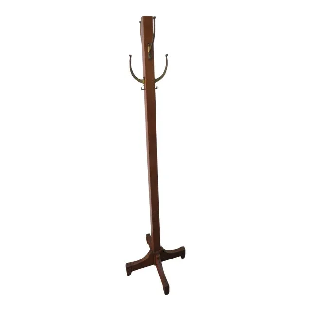 Arts and Crafts Style Mission Oak Free Standing Coat Garment Rack Hall Tree 5904