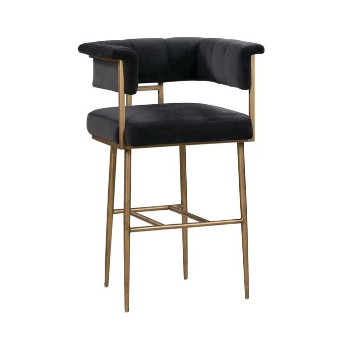 Astrid Grey Velvet Bar Stool DSC
