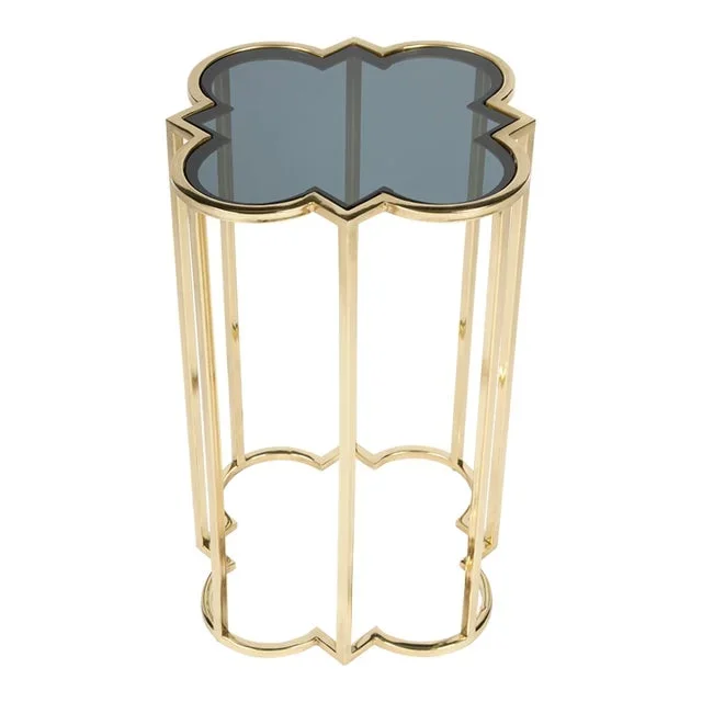 Auroria Glass Accent Table, Black, Gold