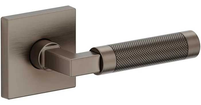 Baldwin Gramercy Knurled Right Handed Non-Turning One-Sided Dummy Door Lever with R017 Trim from the Estate Collection