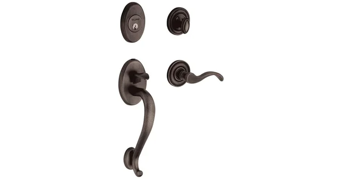 Baldwin Logan Left Handed Sectional Single Cylinder Keyed Entry Handleset with 5455V Interior Lever from the Estate Collection