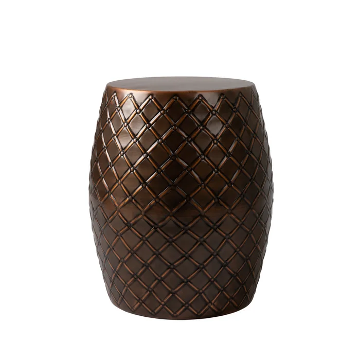 Balkene HomeBraga Metal Stool-Table-Container In Copper Finish