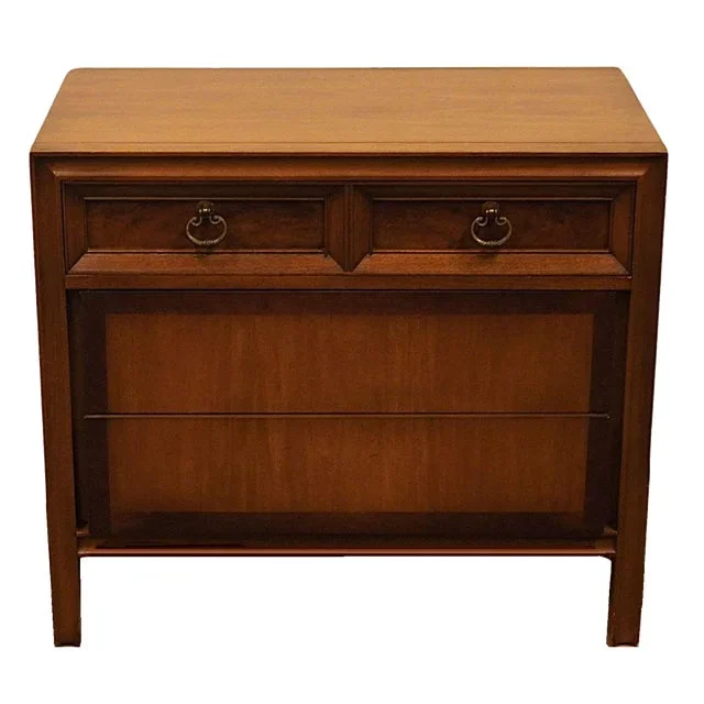 Basic Witz Solid Walnut MCM Mid Century Modern 34″ Three Drawer Nightstand 949-8023