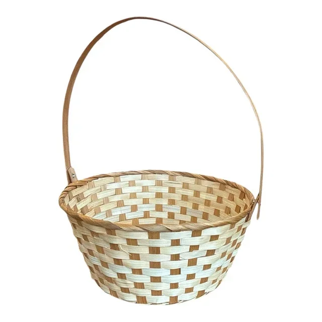 Basket Natural Split Reed Woven Two Tone