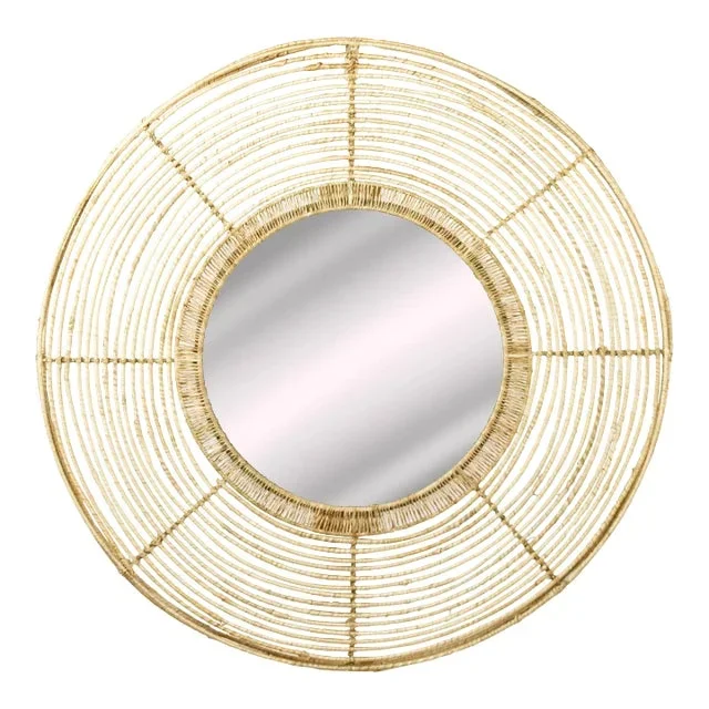 Beehive Round Mirror in Natural Jute