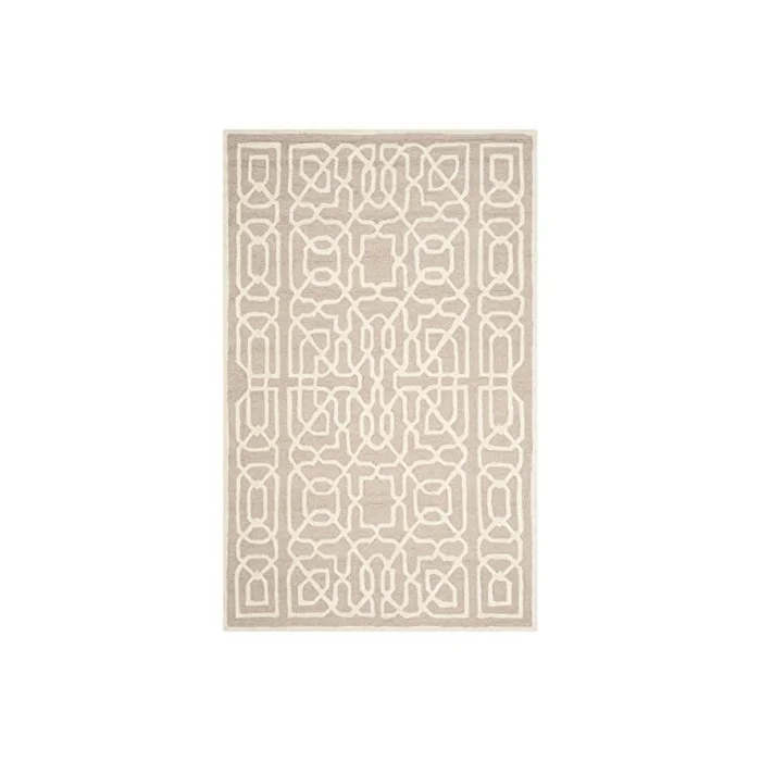 Beige/Ivory Contemporary Wool Pile Rug 9×6 Medium Rectangle