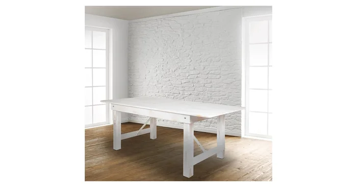 Bellevue Hercules Foldable Rustic Oversized 7 ft Farmhouse Style Solid Pine Dining Table – Seats 8