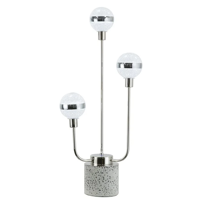 Benjara 32 Inch Table Lamp, Accent LED Light, Globe Glass Shade, Round Base, Nickel