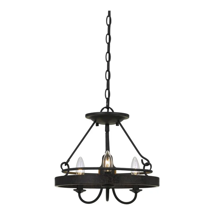 Benjara 60 X 3 Watt Metal Frame Pendant with Hardwired Switch, Textured Gray