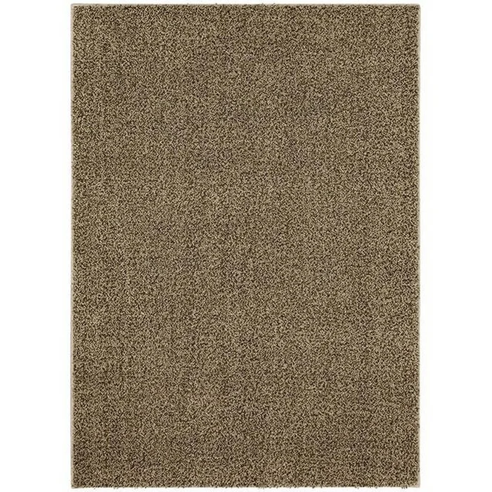 Benjara Dufu 5 x 7 Area Rug, Medium, Hard Latex Backing, Polyester, Dark Beige