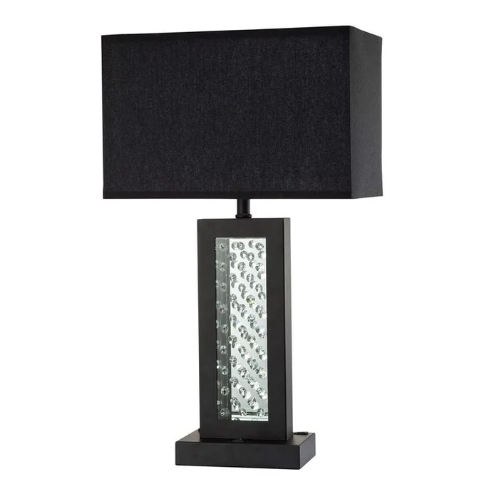 Benjara Table Lamp with Embedded Glass Panel, Black