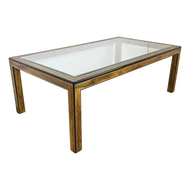 Bernhard Rohne for Mastercraft Hollywood Regency Acid Etched Brass Dining Table, 1970s
