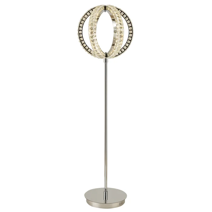 Bethel Chrome Orb Frame Led Floor Lamp With Clear Crystals