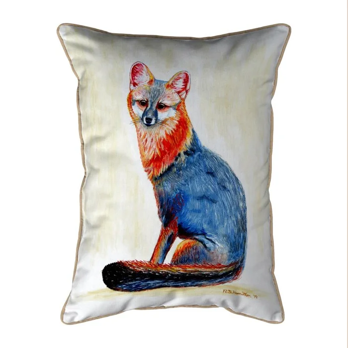Betsy Drake Interiors Gray Fox Large Indoor/Outdoor Pillow 16×20