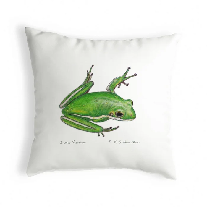 Betsy Drake Interiors Green Treefrog Small No-Cord Pillow 12×12