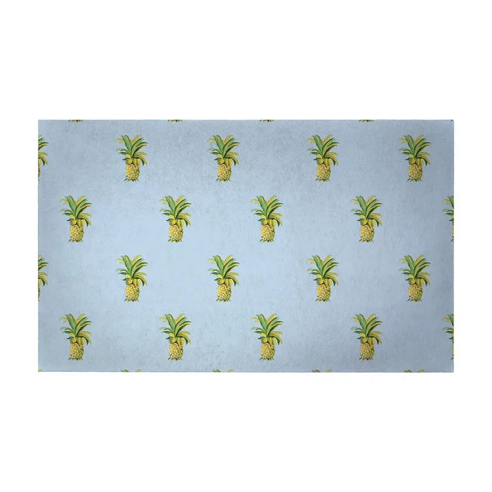 Betsy Drake Interiors Multi Pineapple on Blue Door Mat 30×50