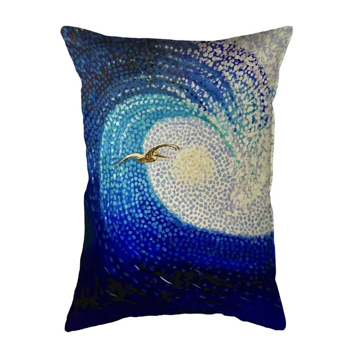 Betsy Drake Interiors Wave and Pelican No Cord Pillow 16×20