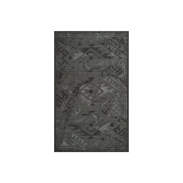 Black Grey Transitional Rugs Small Rectangle 6Lx4W Polypropylene Wft