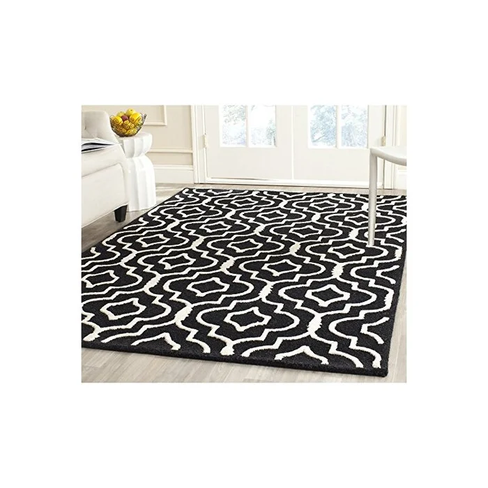 Black/Ivory Contemporary Rectangle Rug 12×9