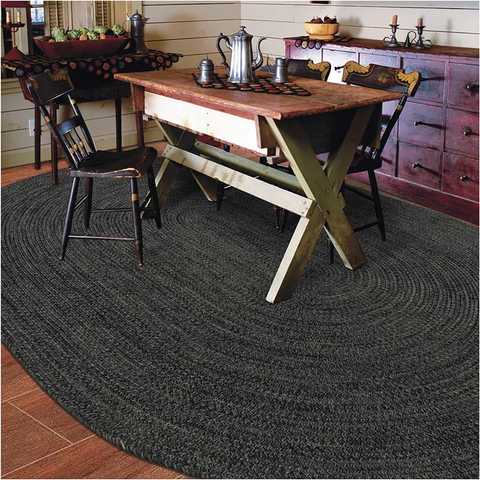 Black Outdoor Braided Oval Rugs