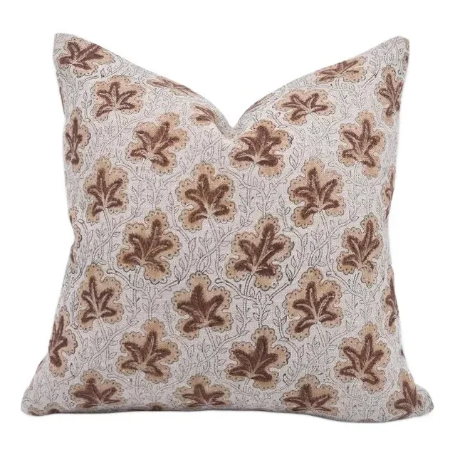 Block Print Thick Linen Throw Pillow Cover 24×24 Inch -Pushp Samhita
